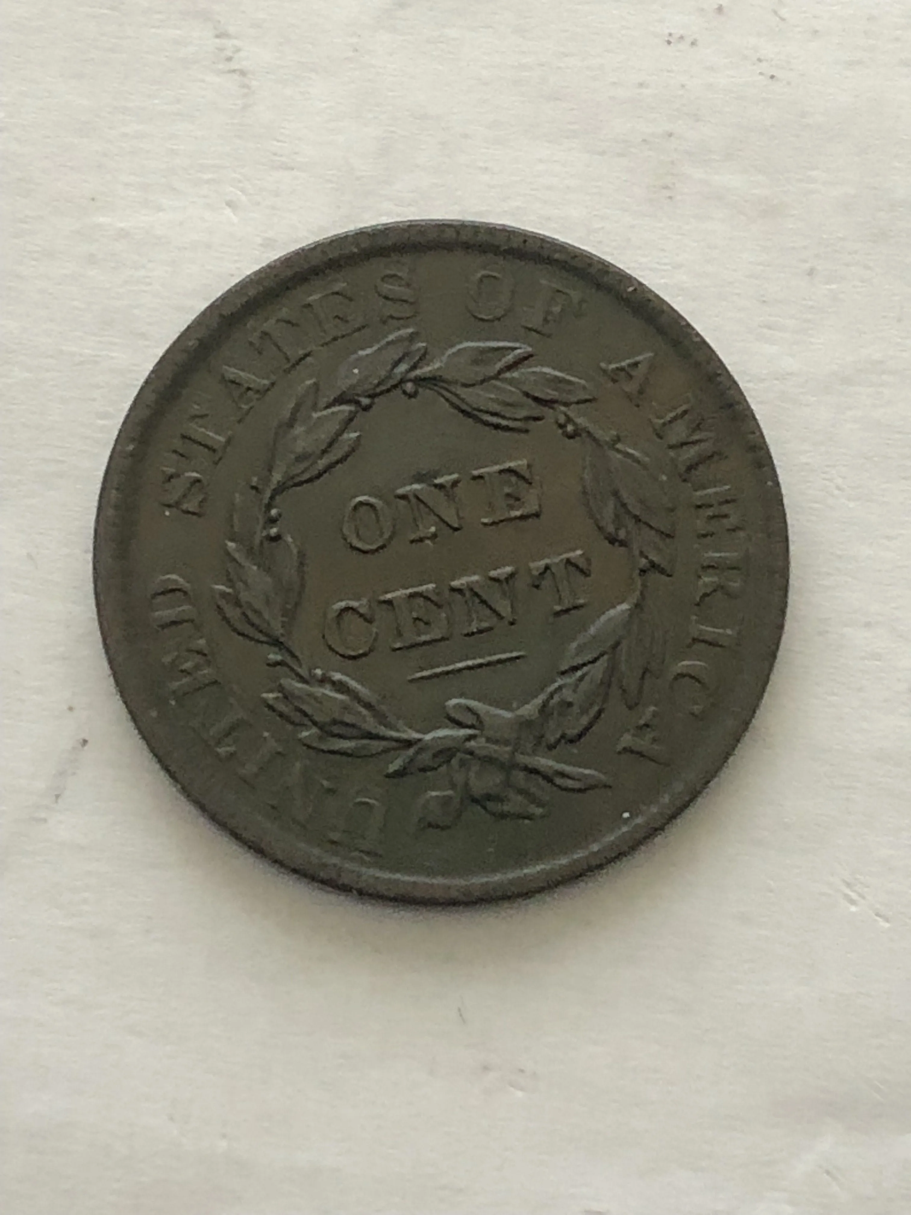 1837 Large Cent AU-50