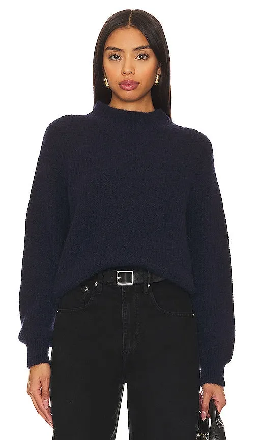 American Vintage East Mock Neck Sweater in Navy