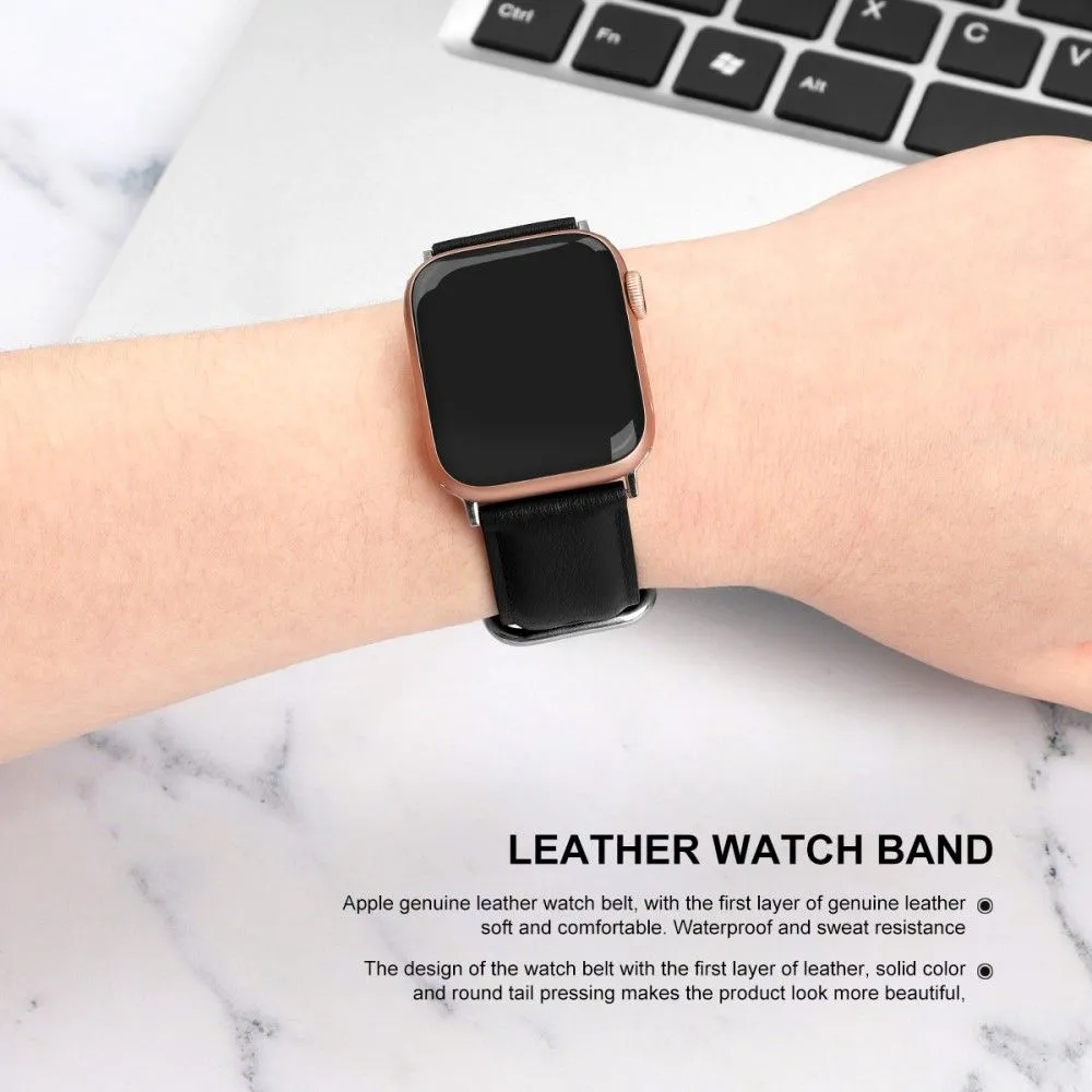 Apple Watch (45mm) cowhide genuine leather watch strap - Black