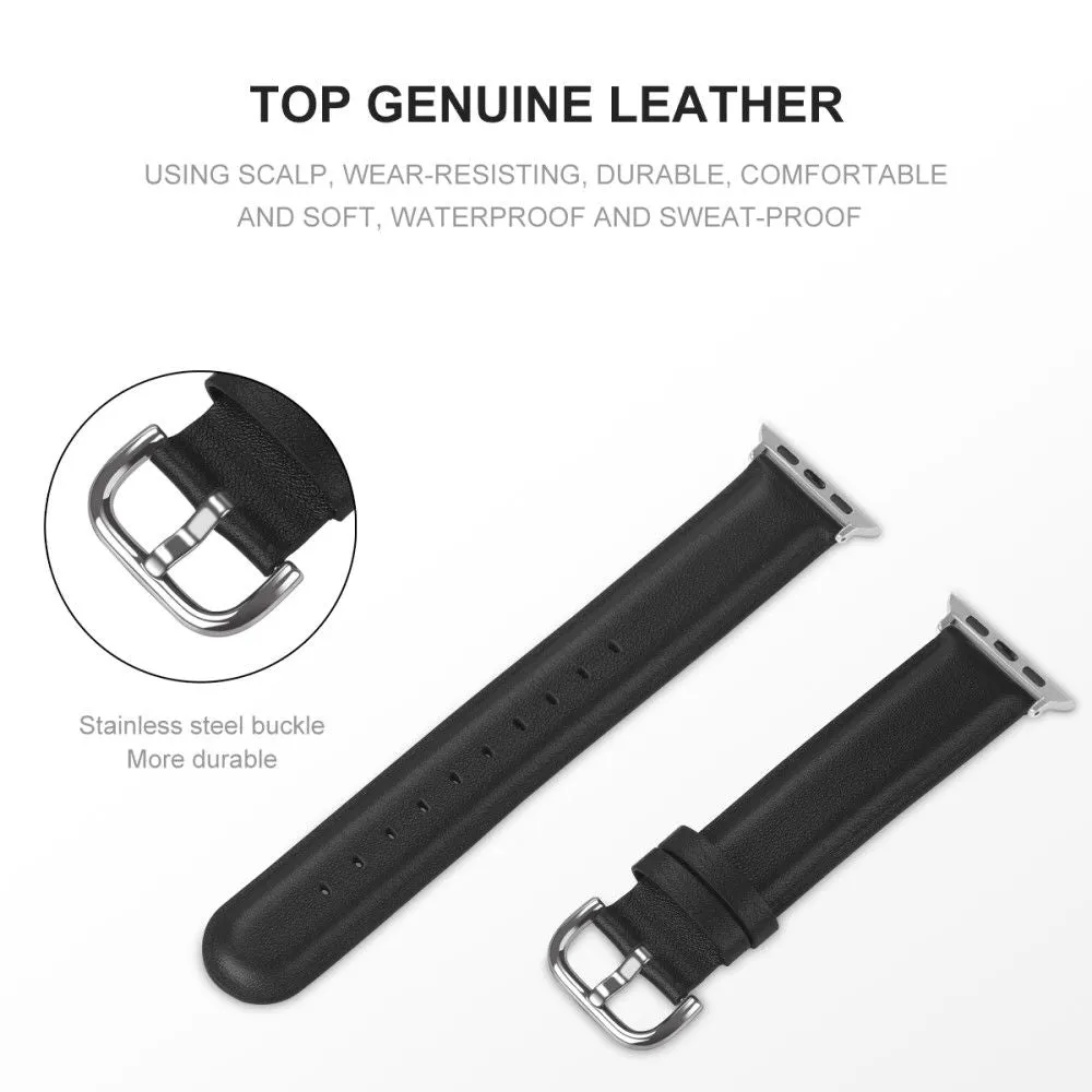 Apple Watch (45mm) cowhide genuine leather watch strap - Black