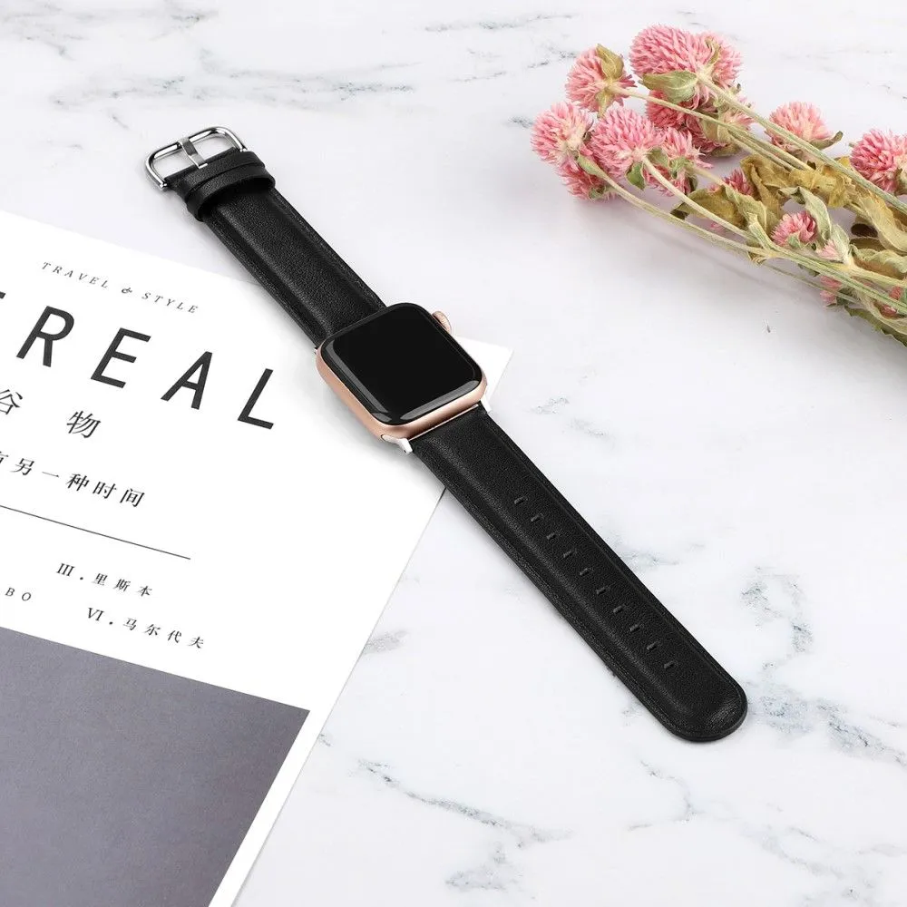Apple Watch (45mm) cowhide genuine leather watch strap - Black