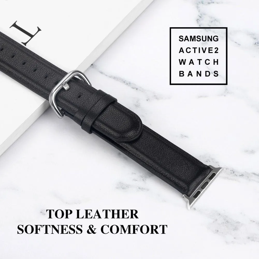 Apple Watch (45mm) cowhide genuine leather watch strap - Black