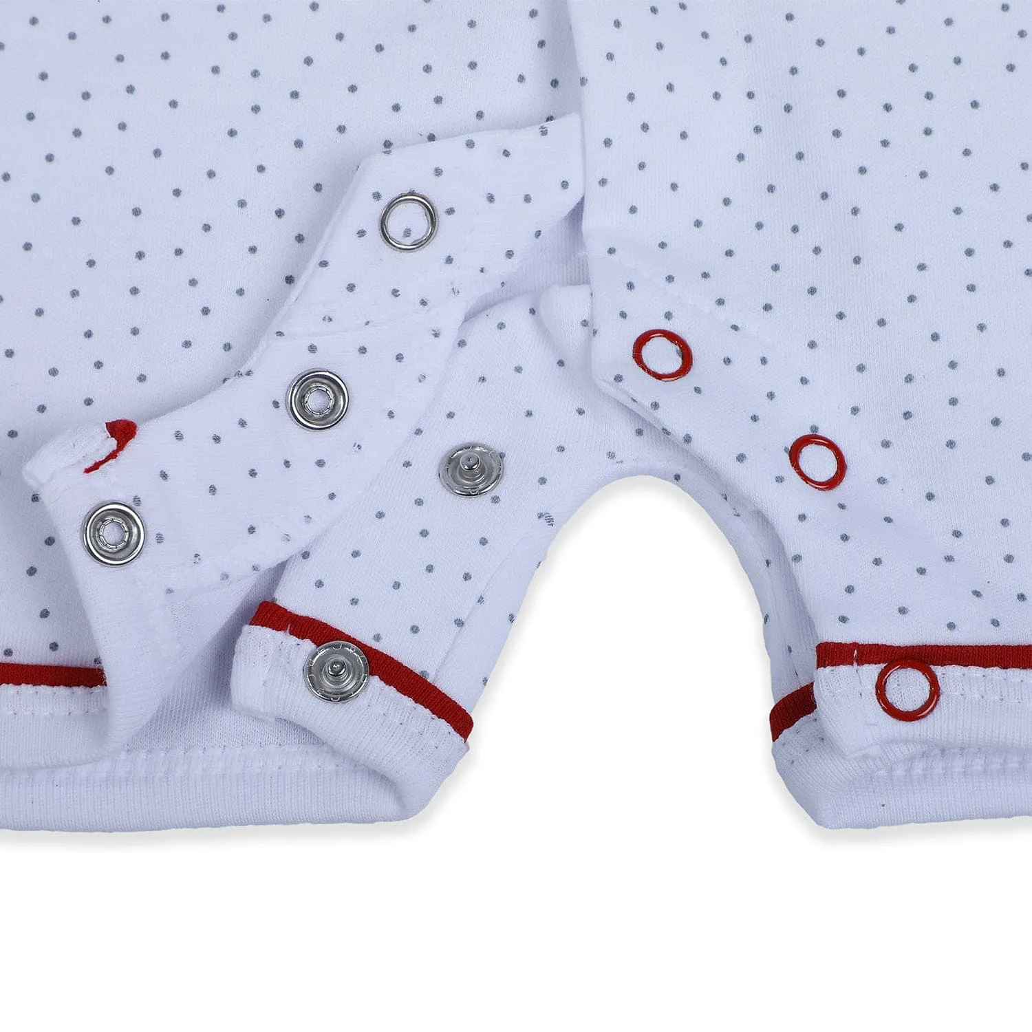 Baby Moo Star Teddy Embroidered Soft Cotton Short Romper - White