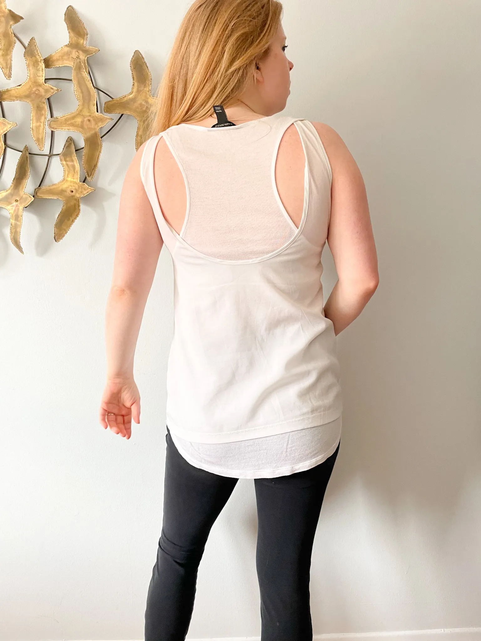 Banana Republic White V-Neck Cutout Tunic Top - Medium