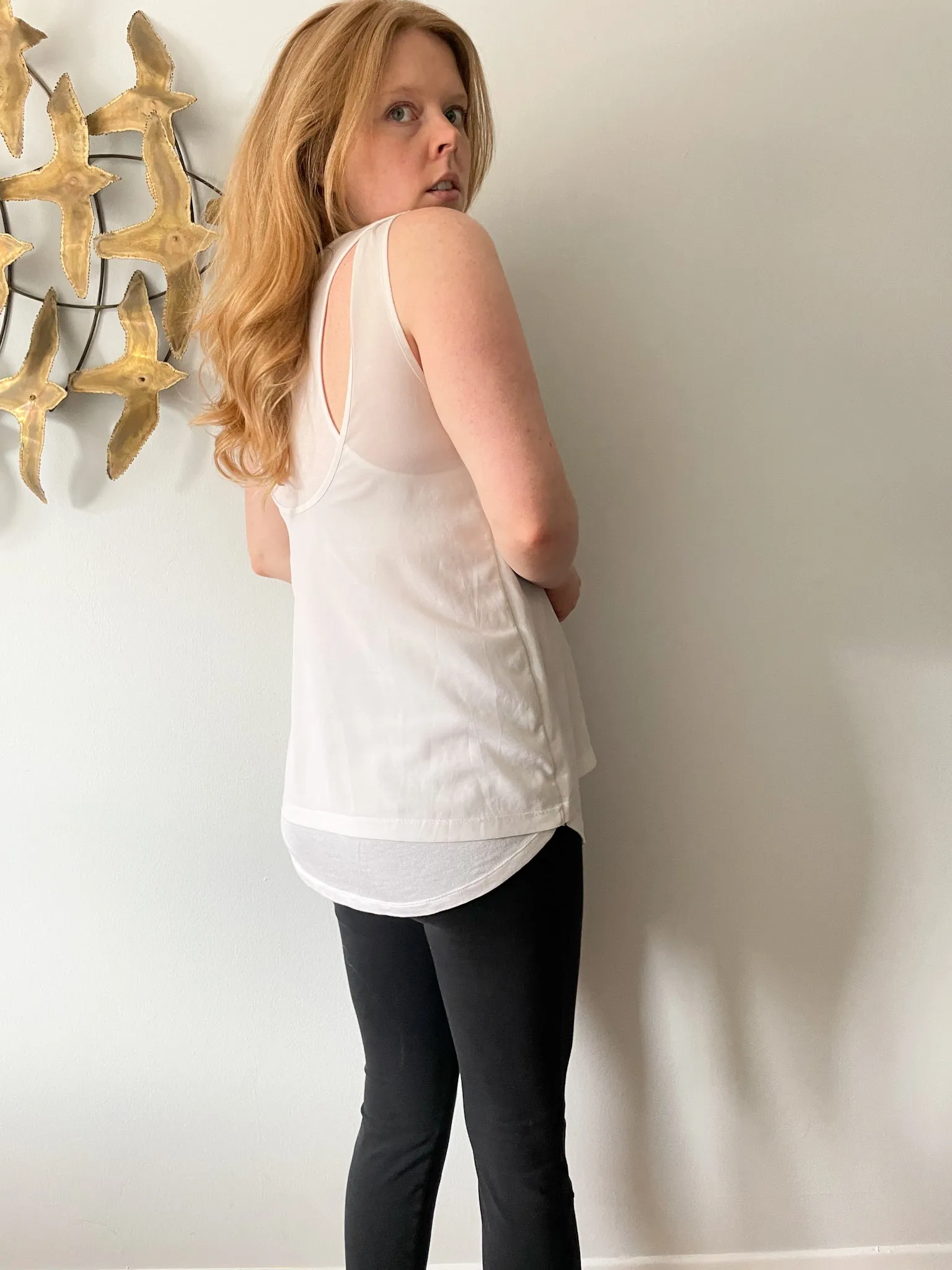 Banana Republic White V-Neck Cutout Tunic Top - Medium