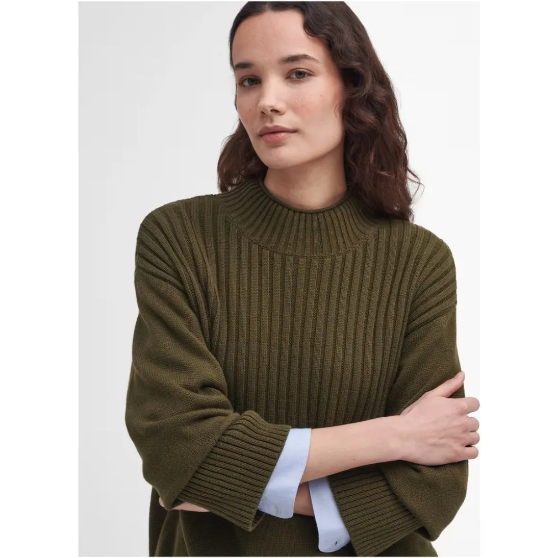 Barbour Andi High-Neck Jumper Dark Moss LKN1545GN72