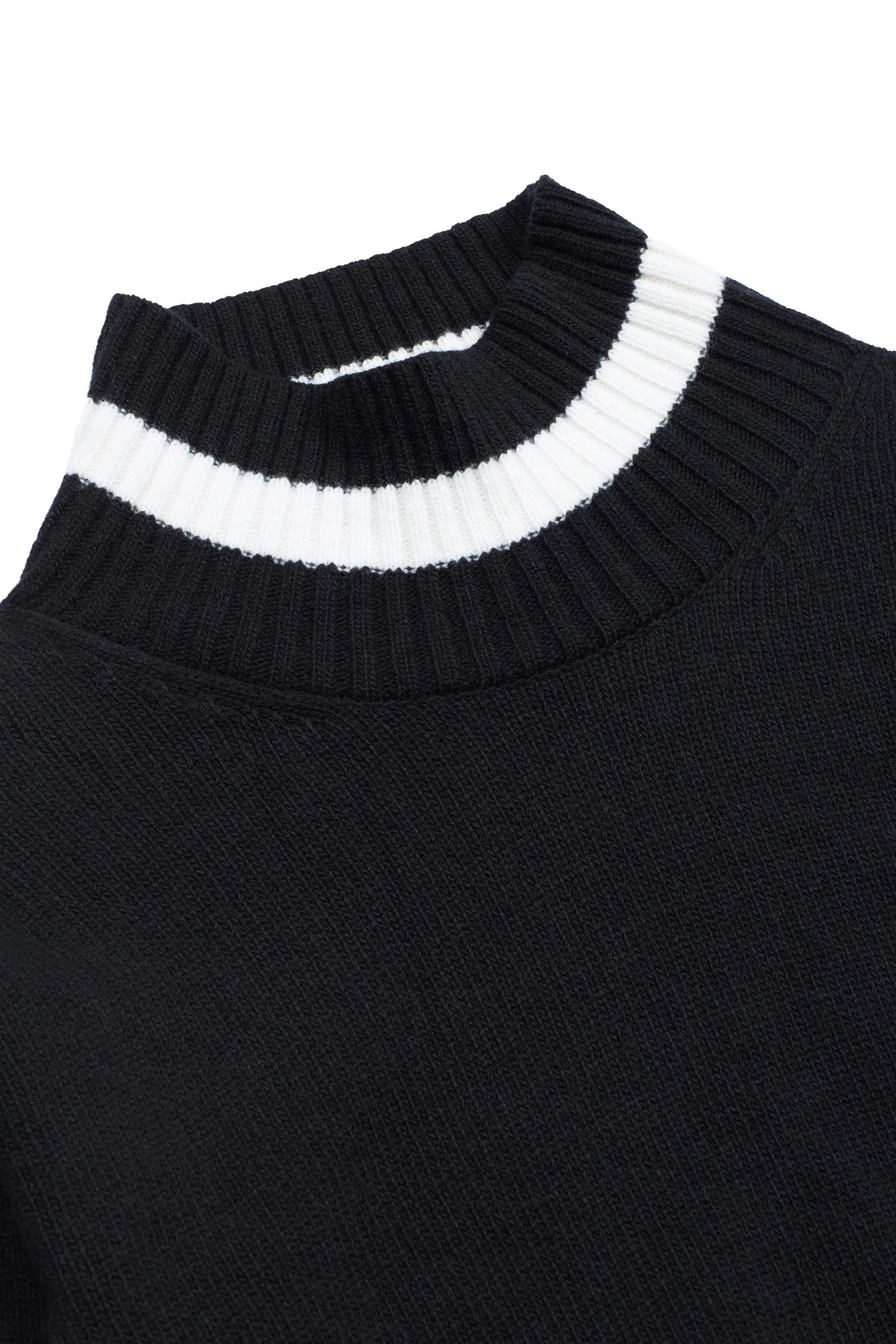 Birdie Funnel Neck in Black & Soft Cream