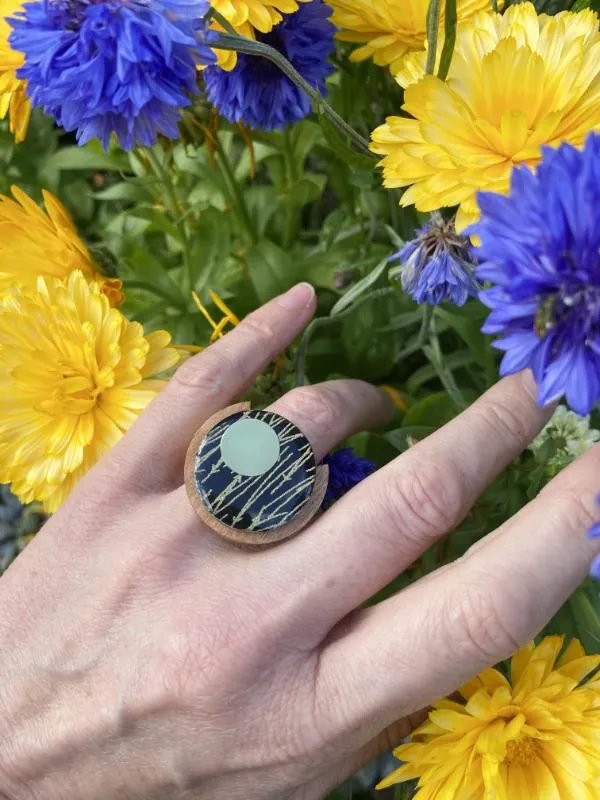 Black & Gold Handmade Wood Ring