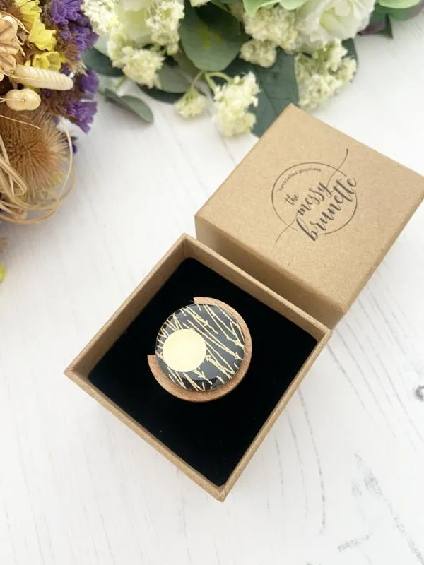 Black & Gold Handmade Wood Ring
