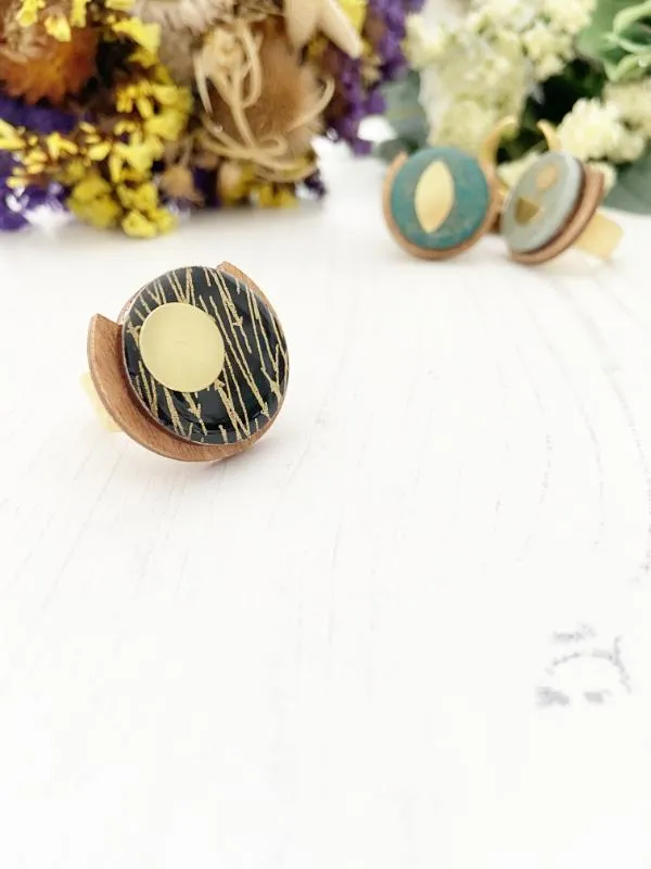 Black & Gold Handmade Wood Ring