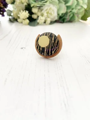 Black & Gold Handmade Wood Ring