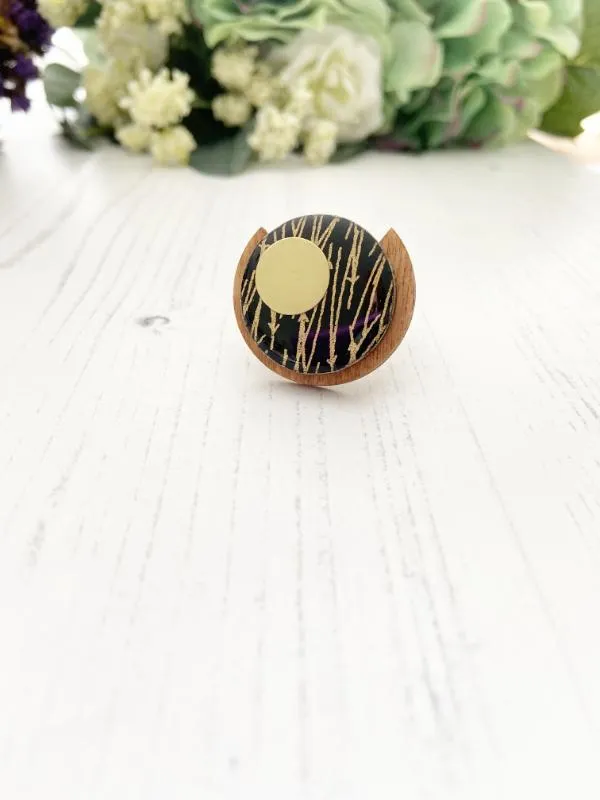 Black & Gold Handmade Wood Ring