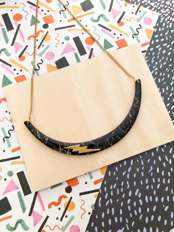 Black and Gold Bolt Necklace