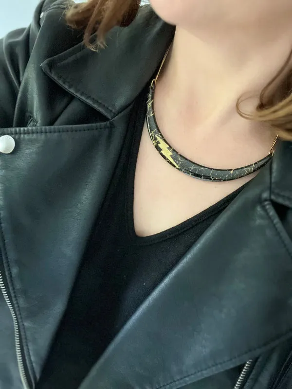Black and Gold Bolt Necklace
