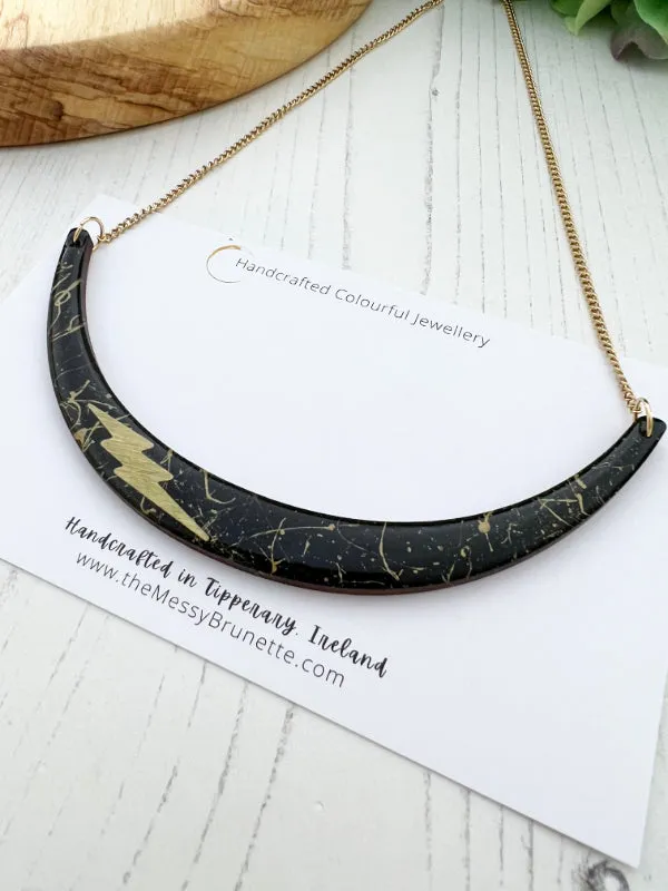 Black and Gold Bolt Necklace