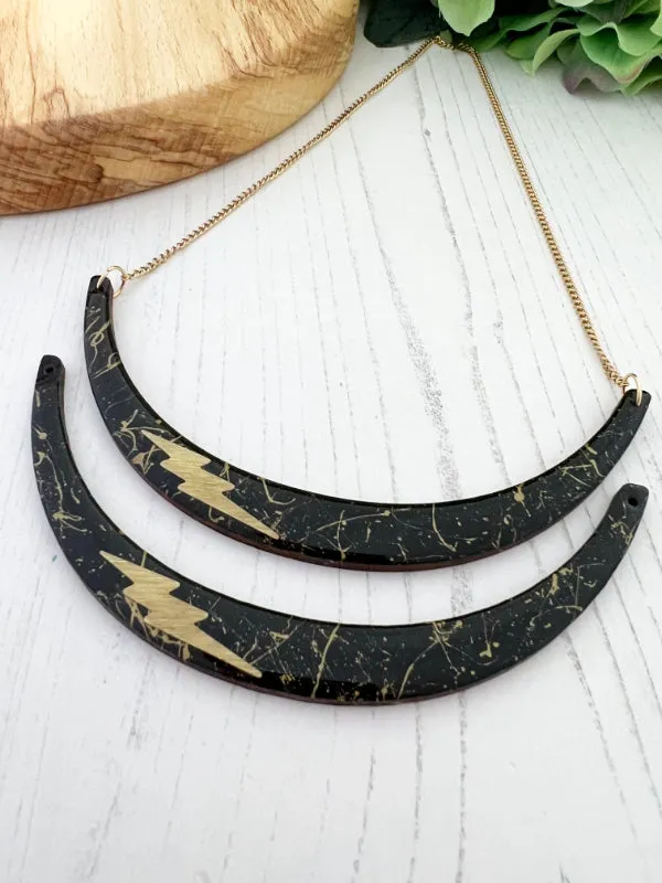 Black and Gold Bolt Necklace