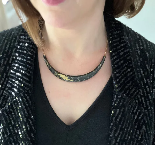 Black and Gold Bolt Necklace