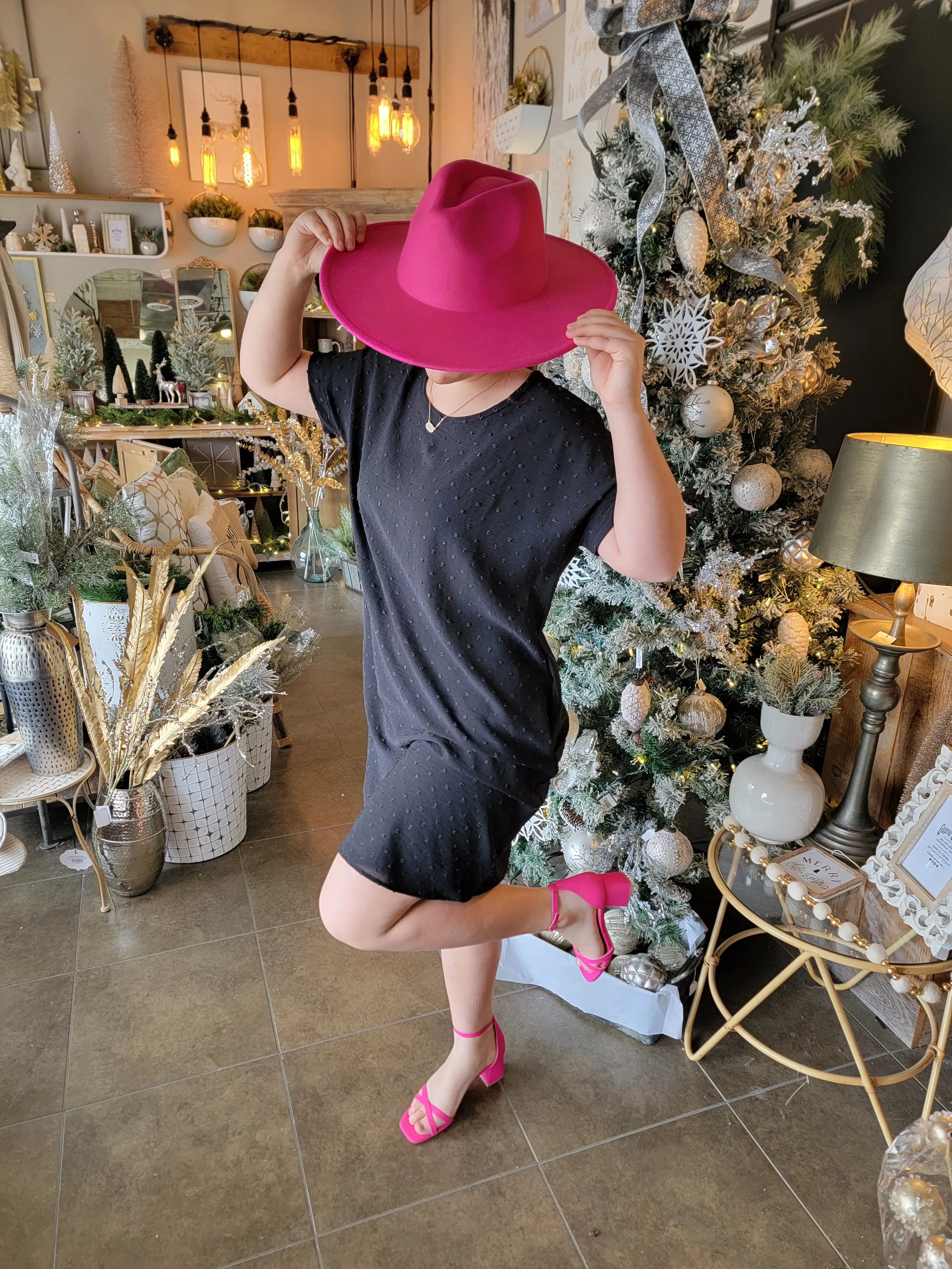 Black Faux Button Dress