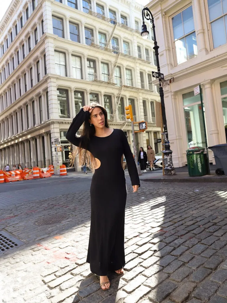 Black Long Sleeve Scarlett Maxi Dress