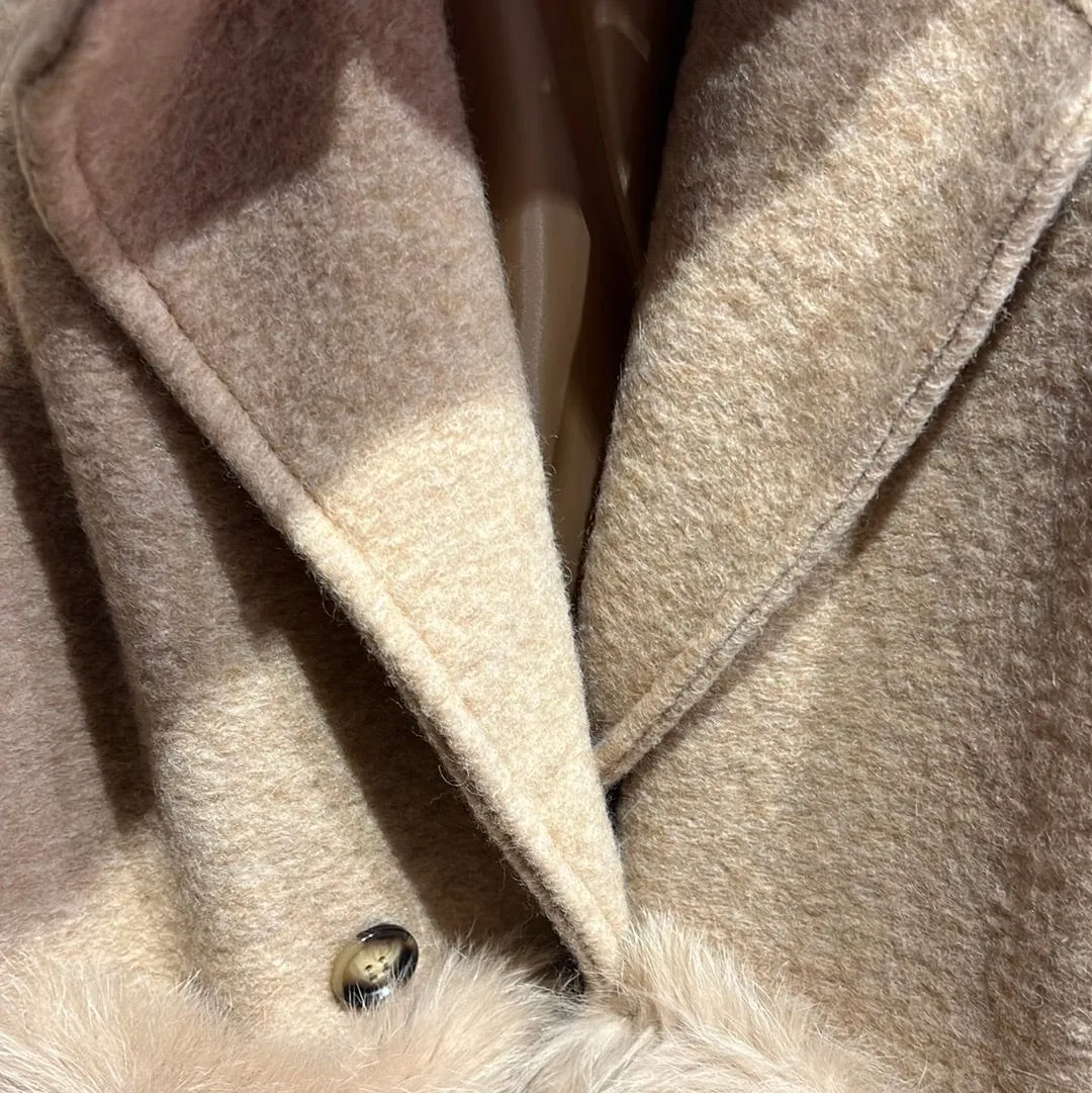 Camel coat with fur - AWL3452
