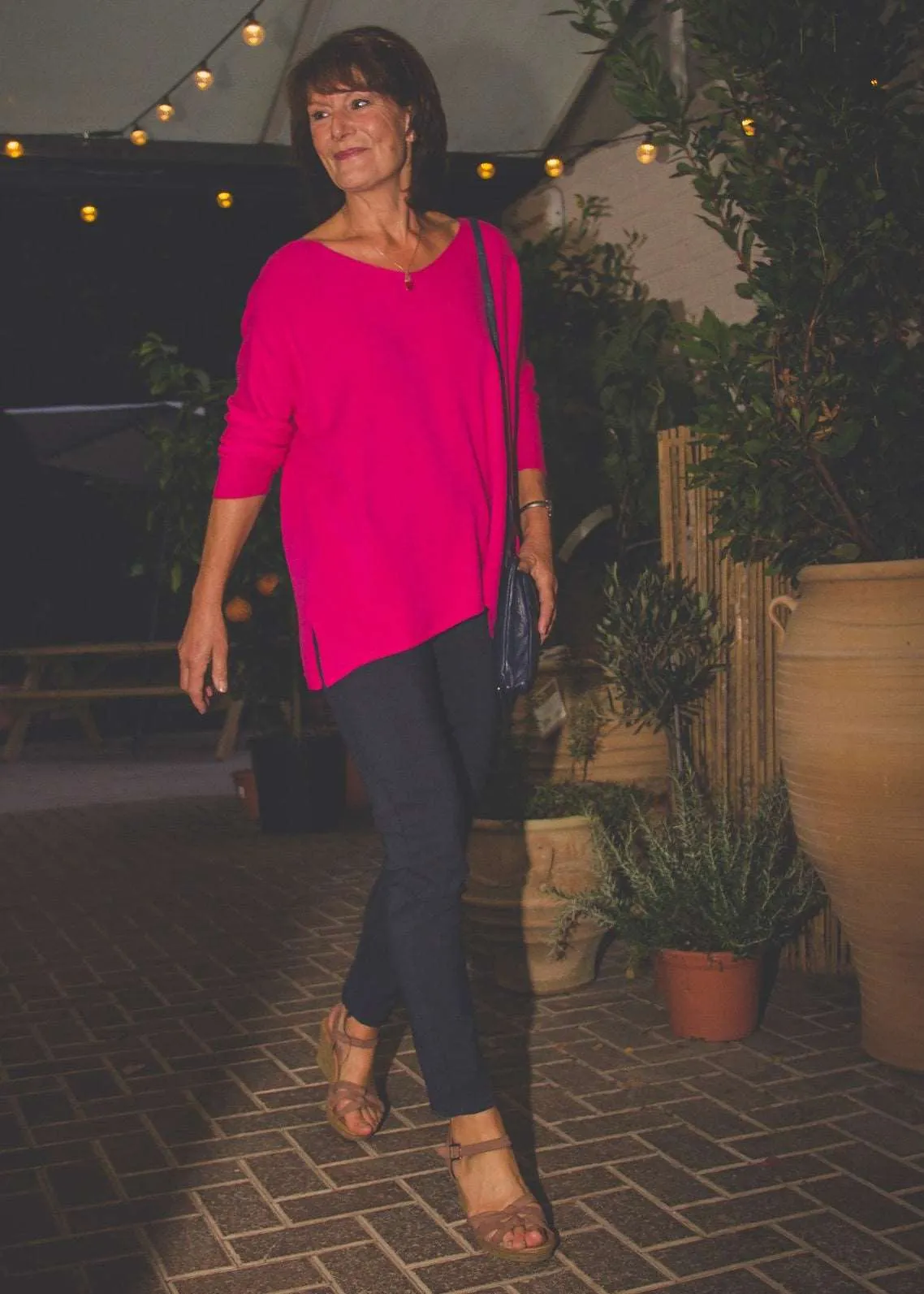 Cashmere Mix V Neck Knit in Fruits, Pinks & Berrys