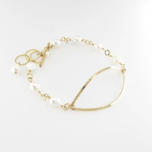Forged Marquis Link and Baby Baroque Pearl Toggle Clasp Bracelet