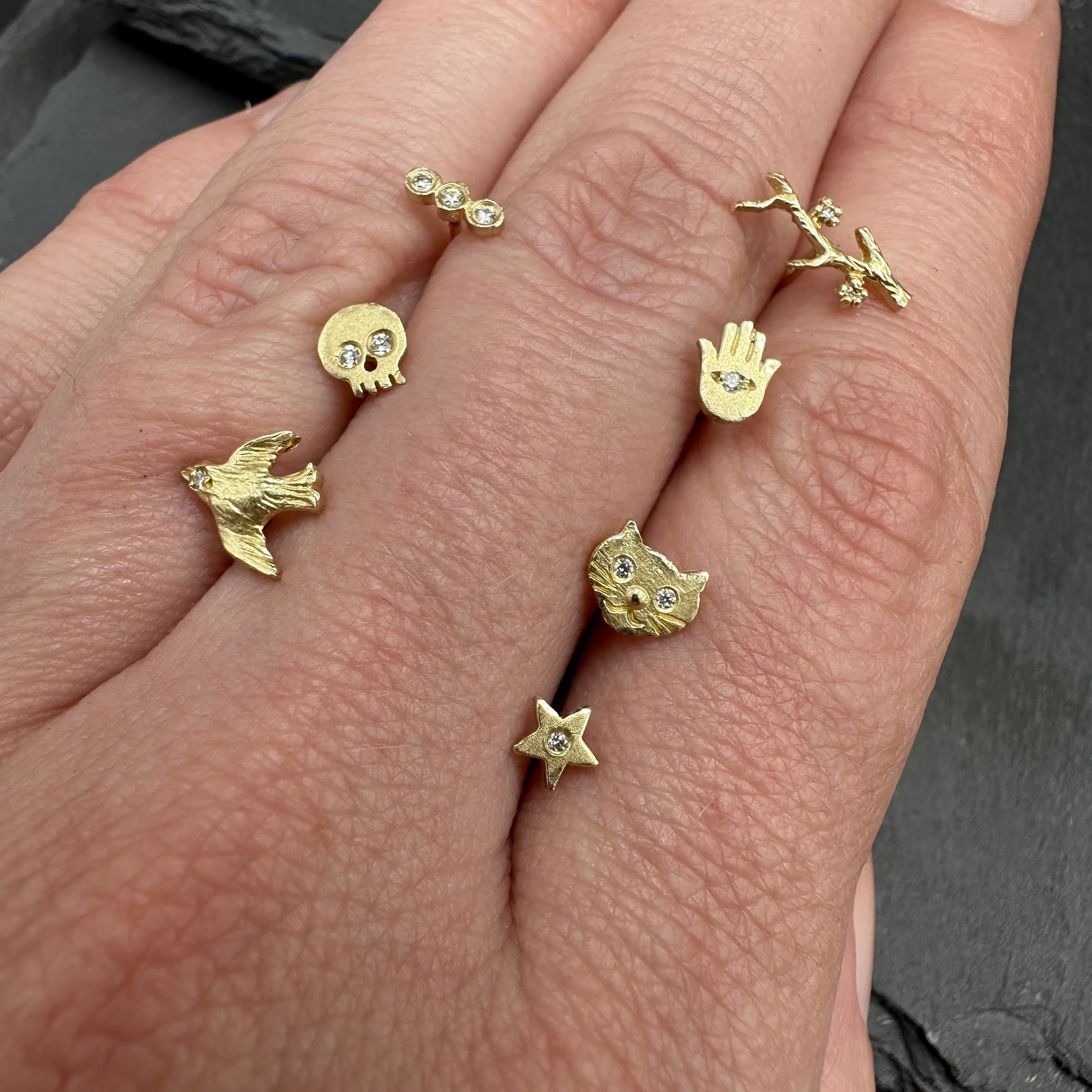 Gold Cat Post Earrings