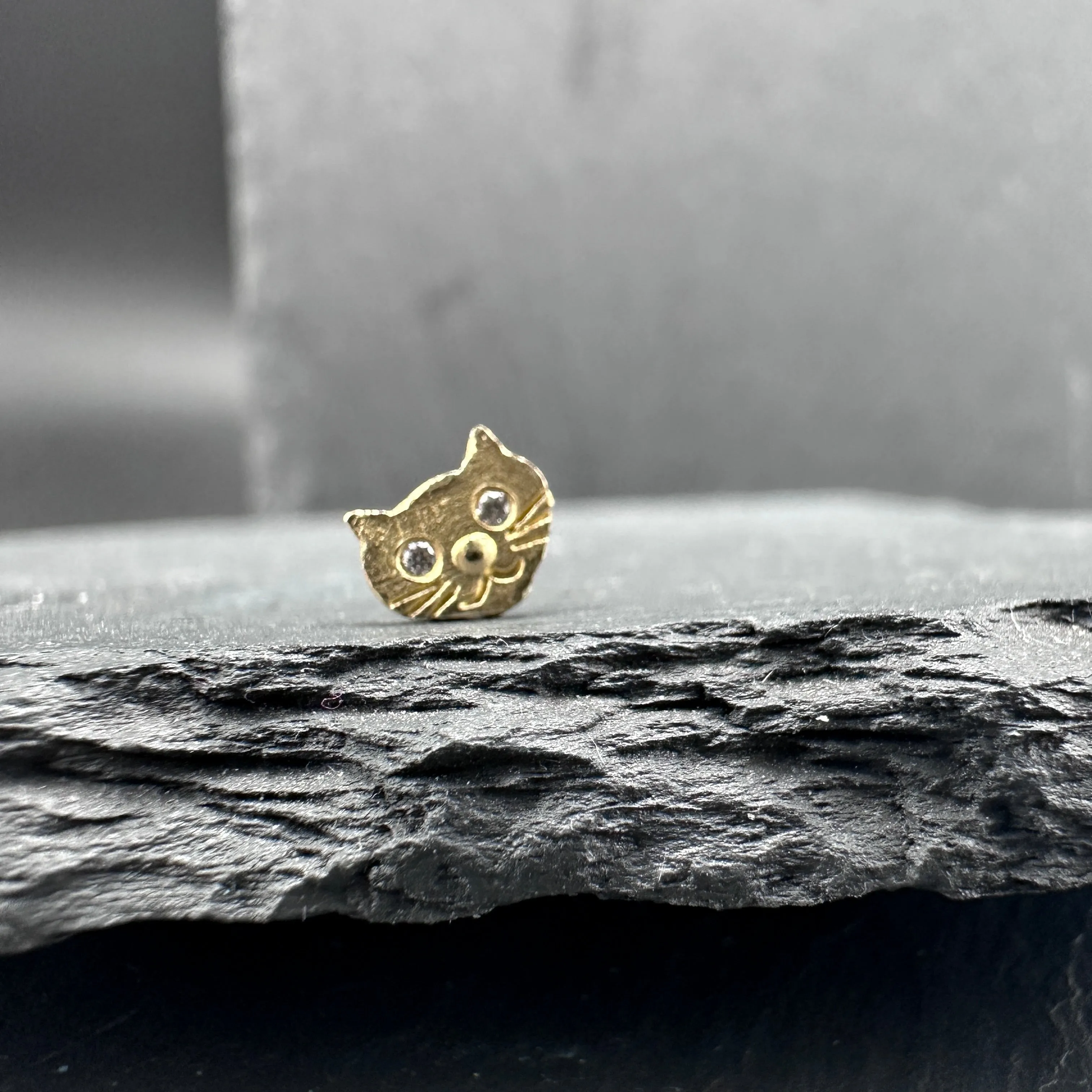 Gold Cat Post Earrings