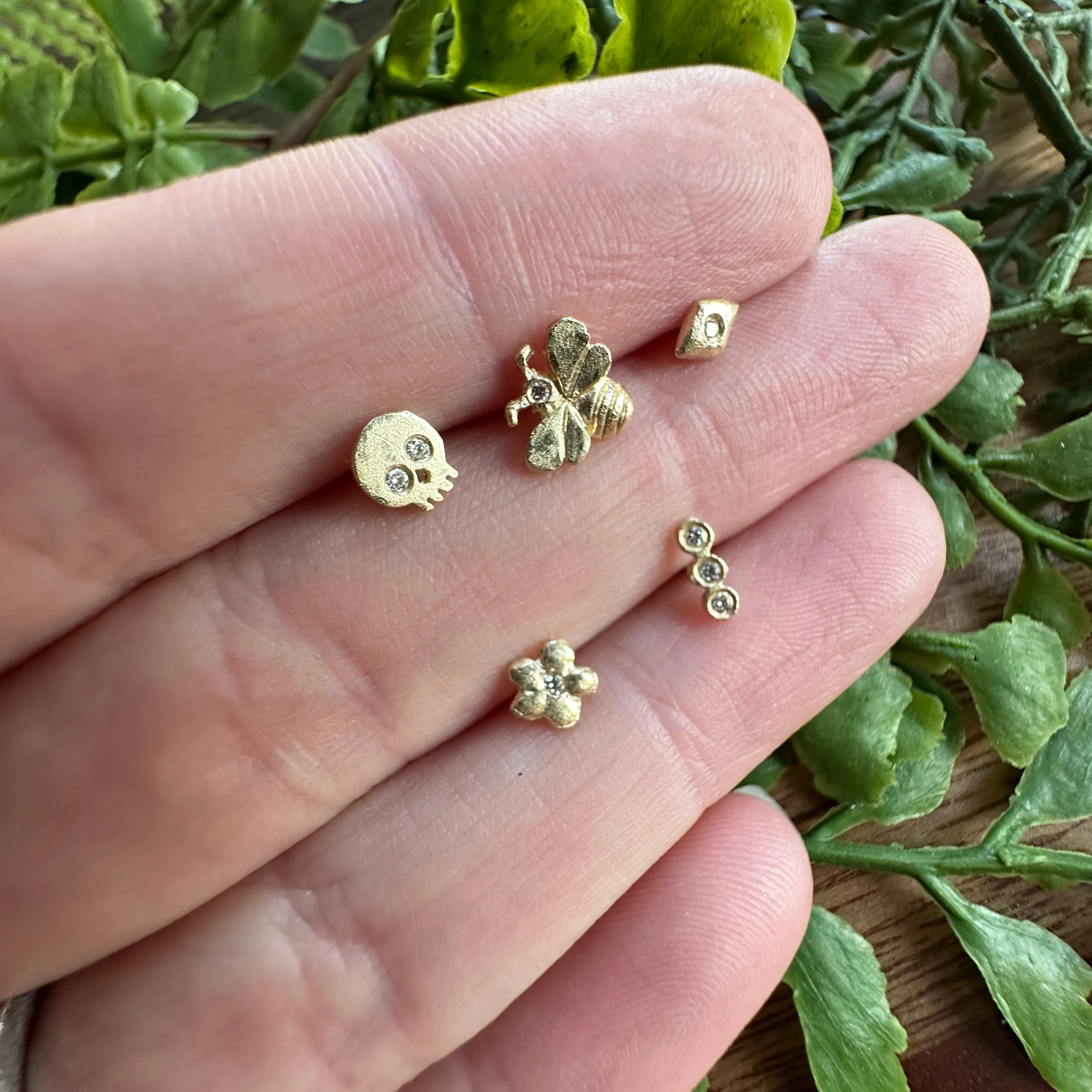 Gold Skull Post Earring