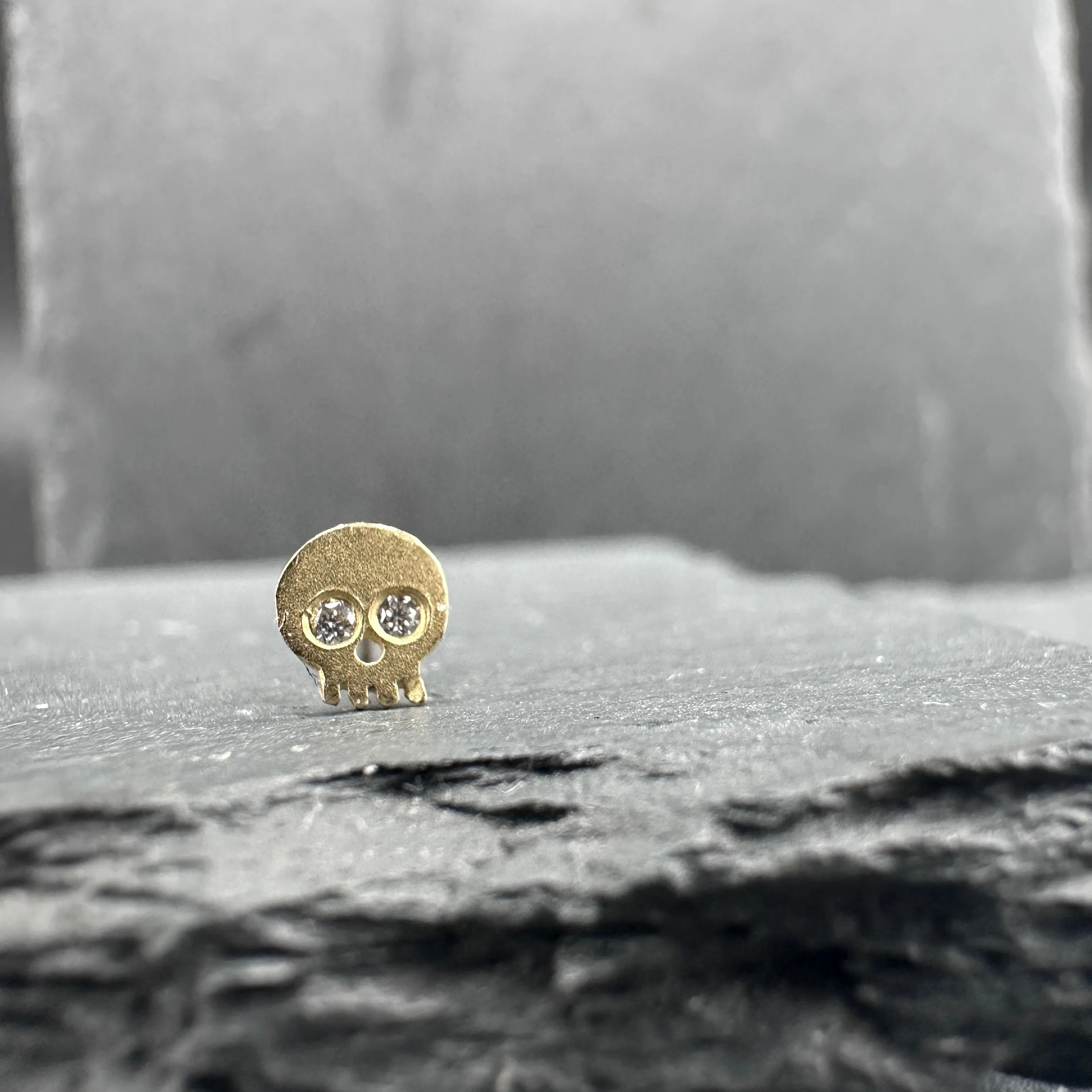 Gold Skull Post Earring