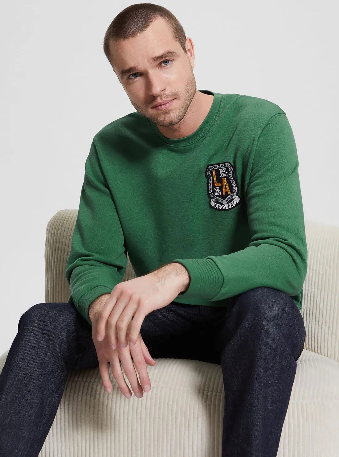 Green Yustin Logo Embroidered Jumper