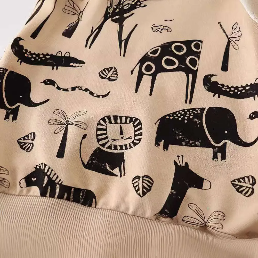 Kids Cotton Long Sleeve Animal Print Sweatshirt