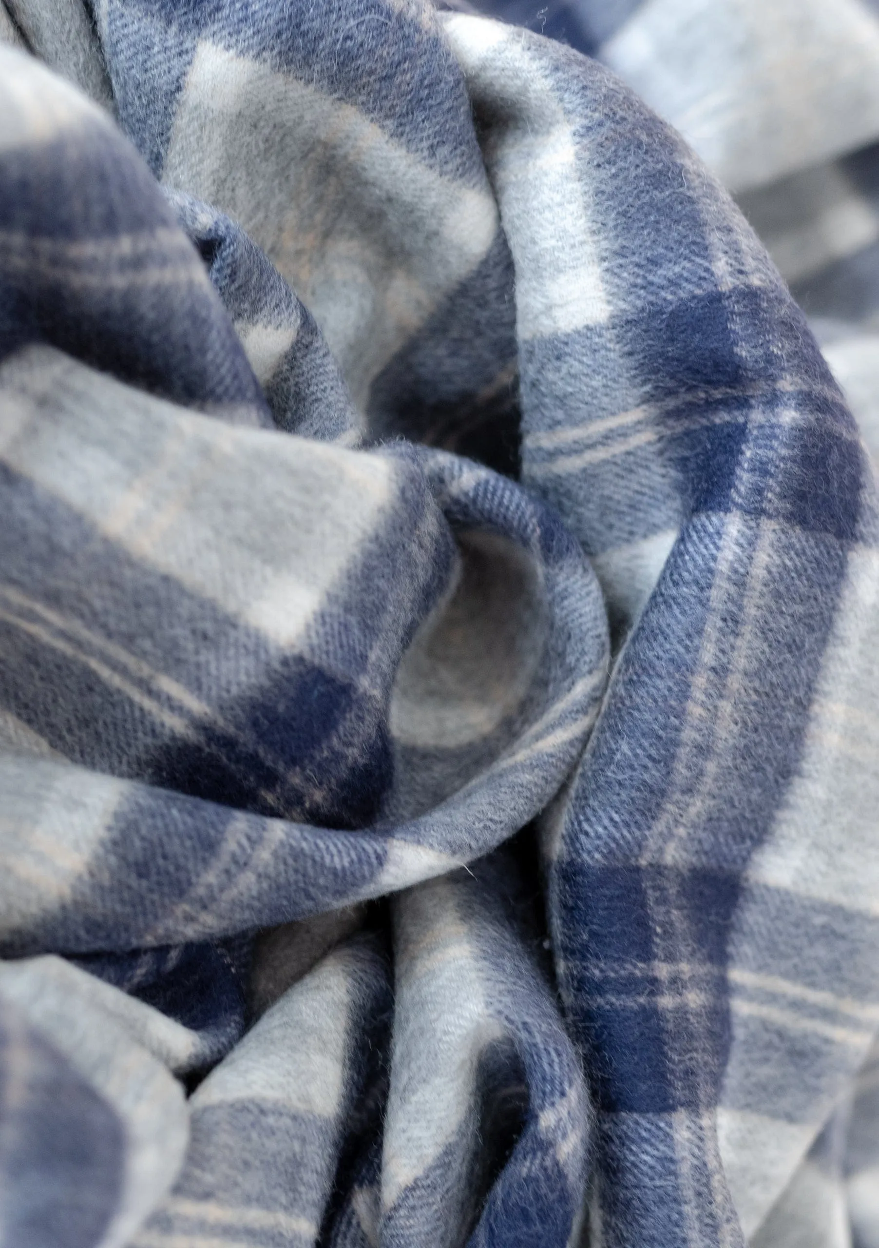 Lambswool Blanket Scarf in Bannockbane Silver Tartan