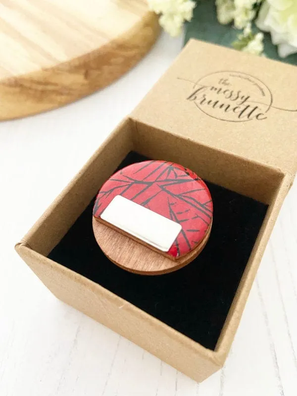 Large Statement Cocktail Ring in Red & Black