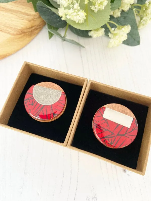 Large Statement Cocktail Ring in Red & Black