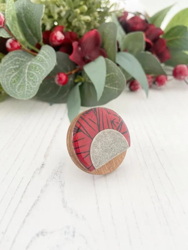 Large Statement Cocktail Ring in Red & Black