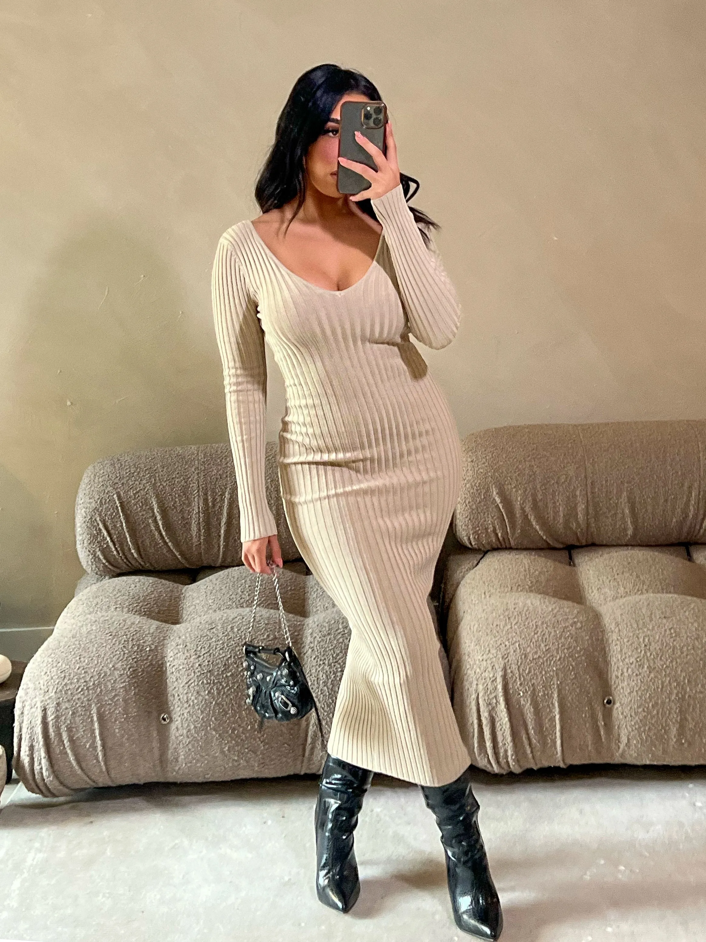 Laura's Fav Knit Dress (Stone)