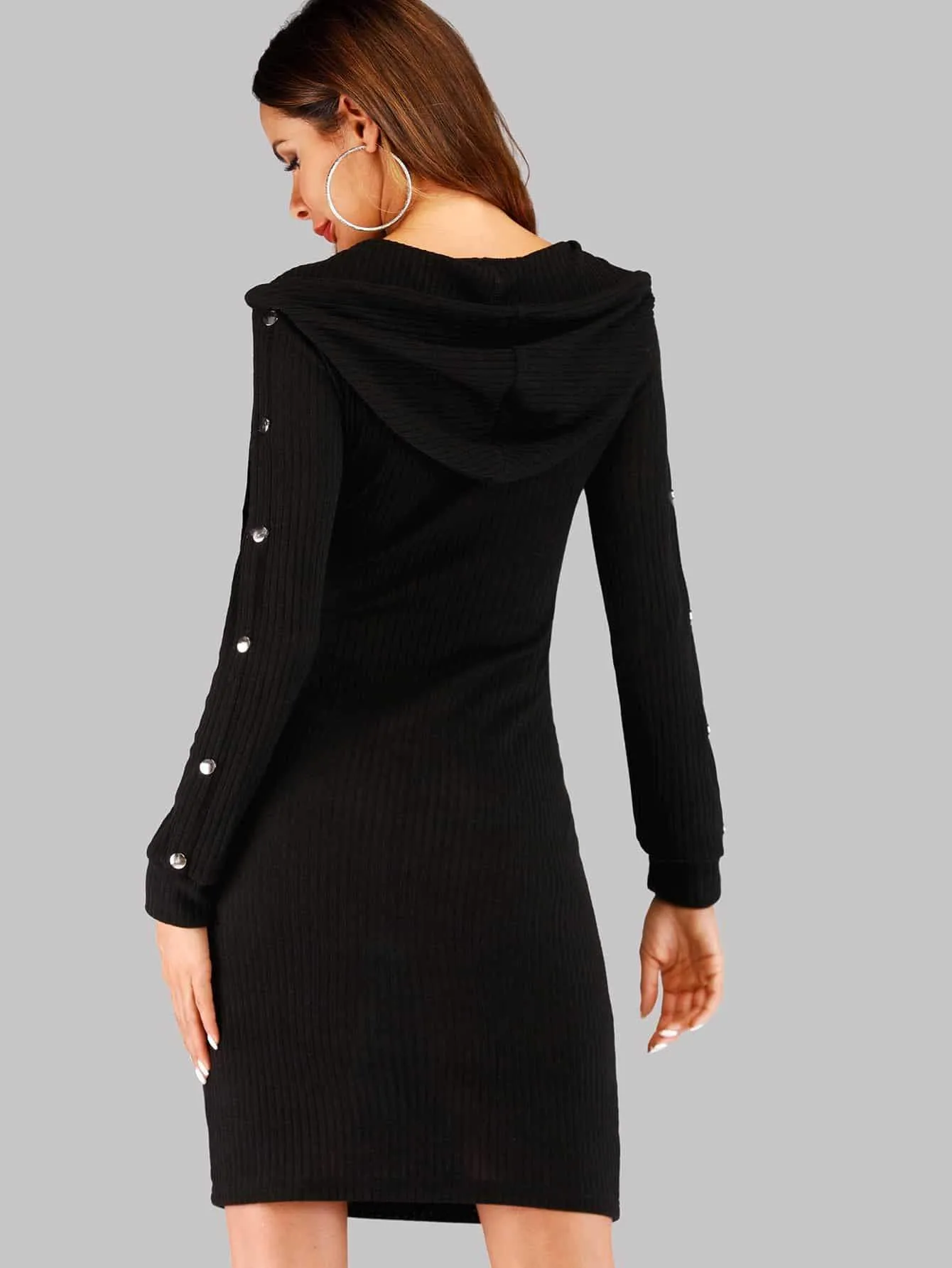 Letter Tape Hooded Jumper Dress
