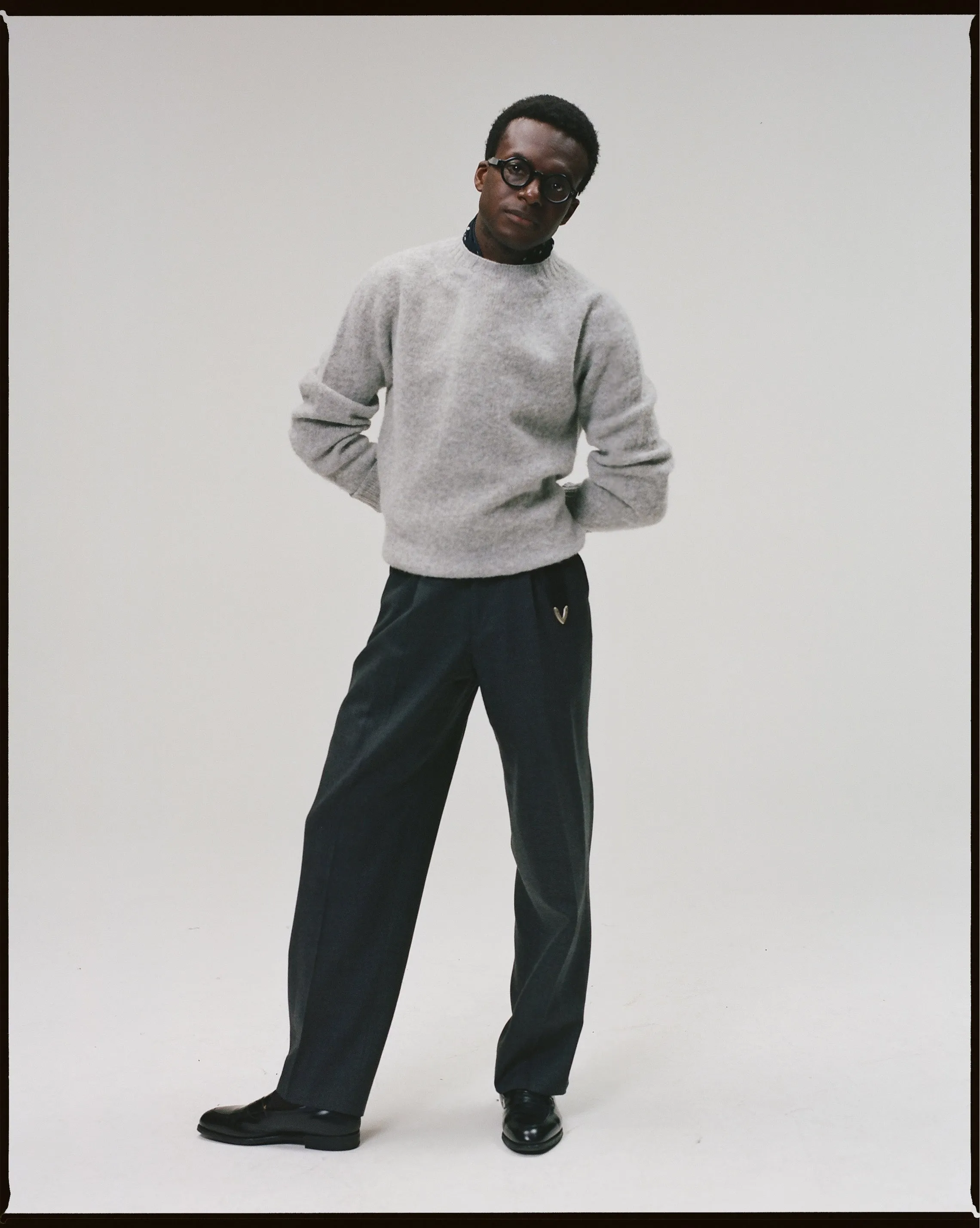 Light Grey Brushed Shetland Crew Neck Jumper