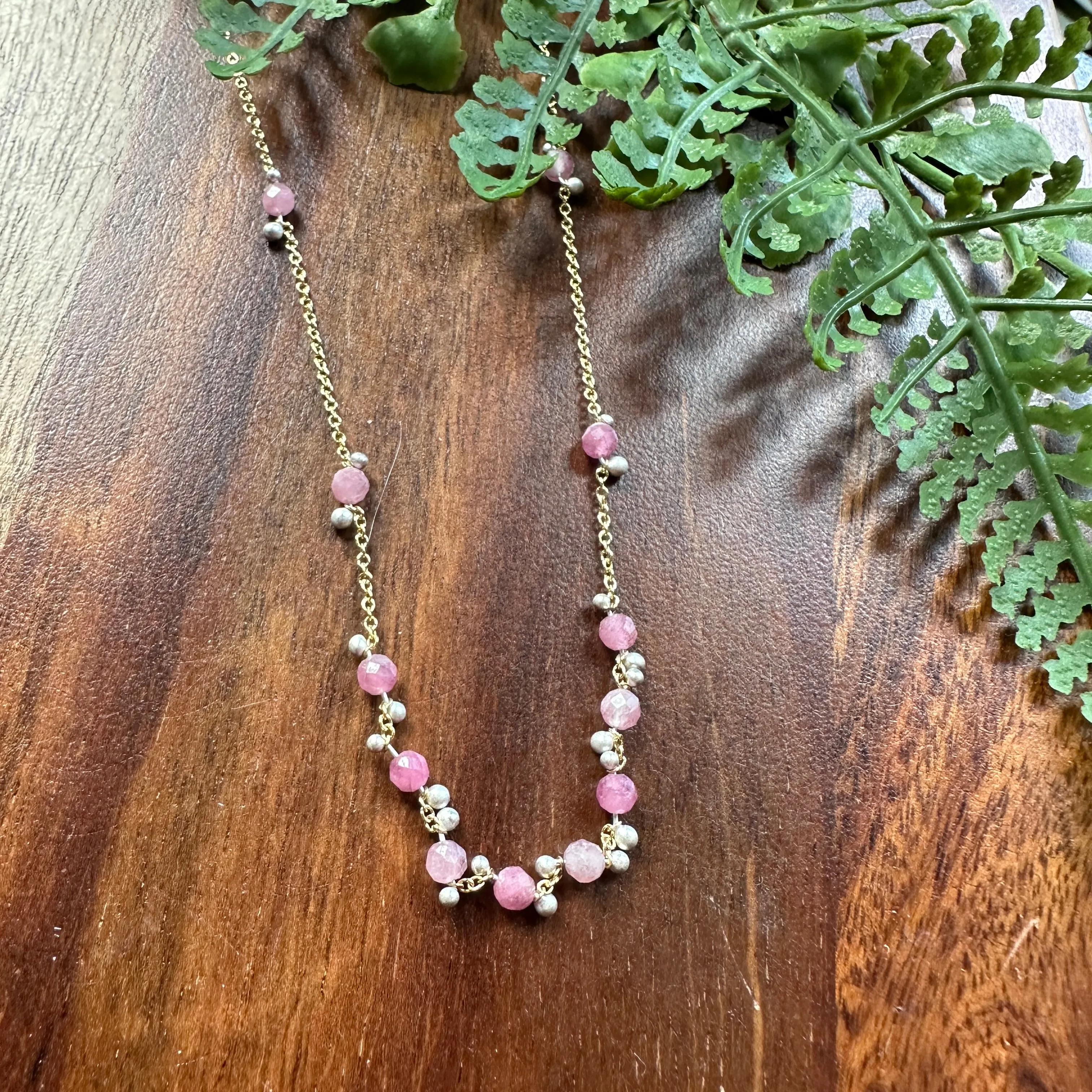 Little Rondelle Necklace -  Pink Tourmaline