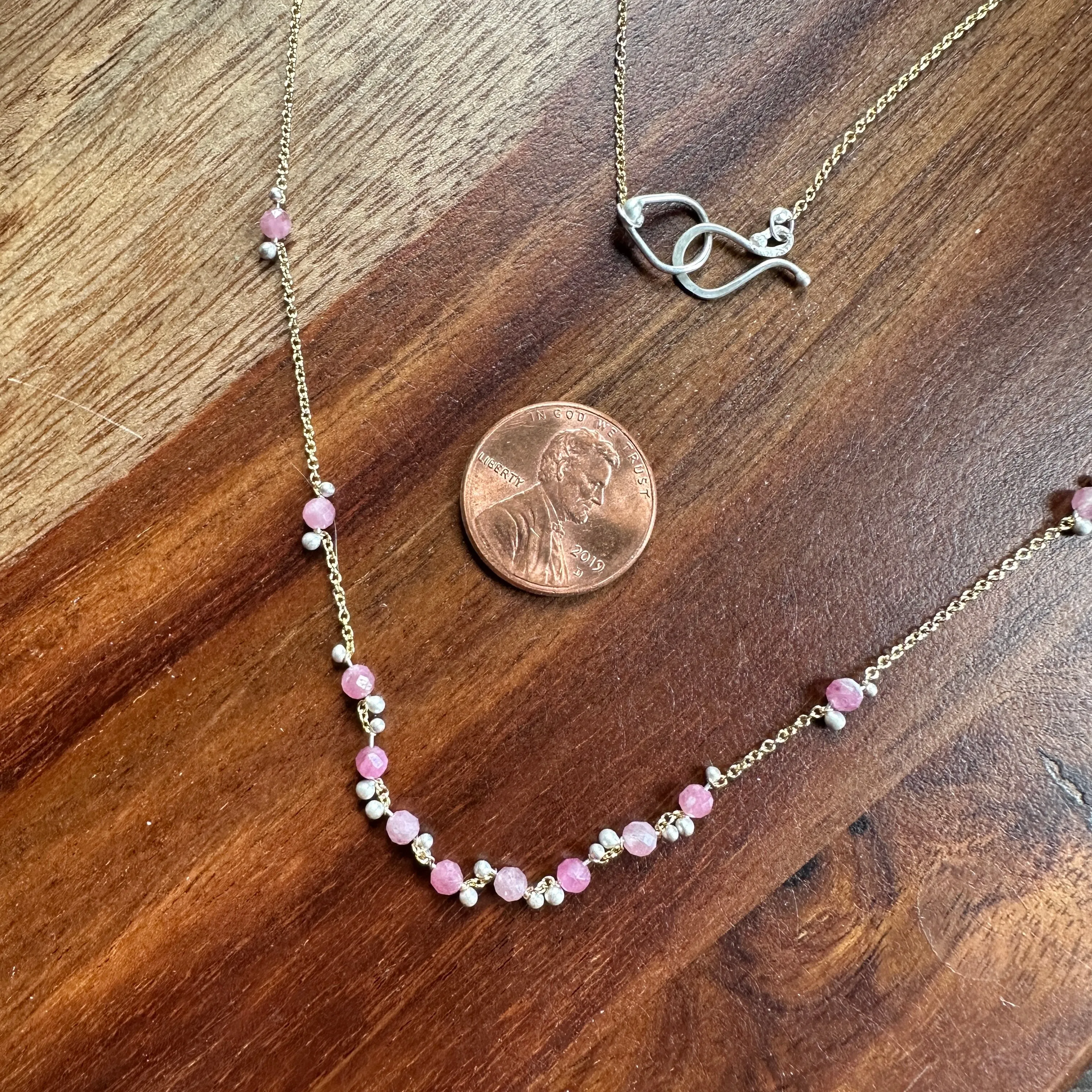 Little Rondelle Necklace -  Pink Tourmaline