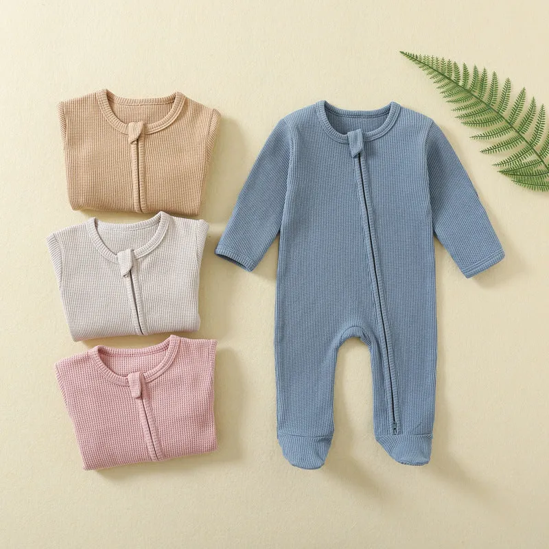 Long Sleeve Waffle Cotton Onesie