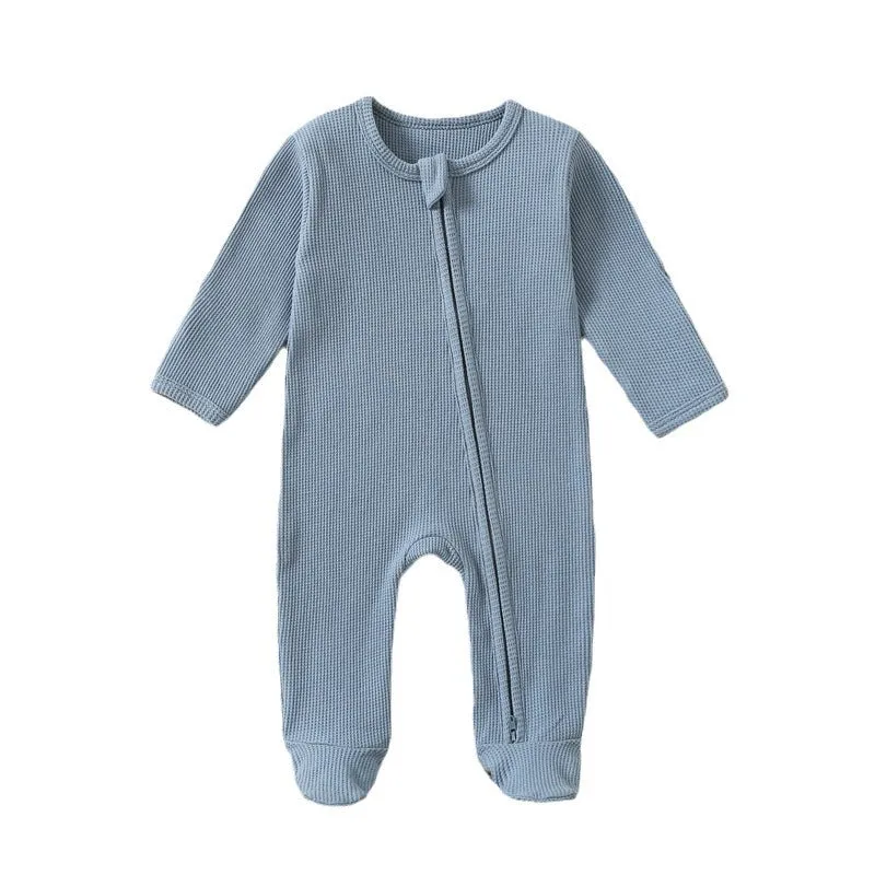 Long Sleeve Waffle Cotton Onesie