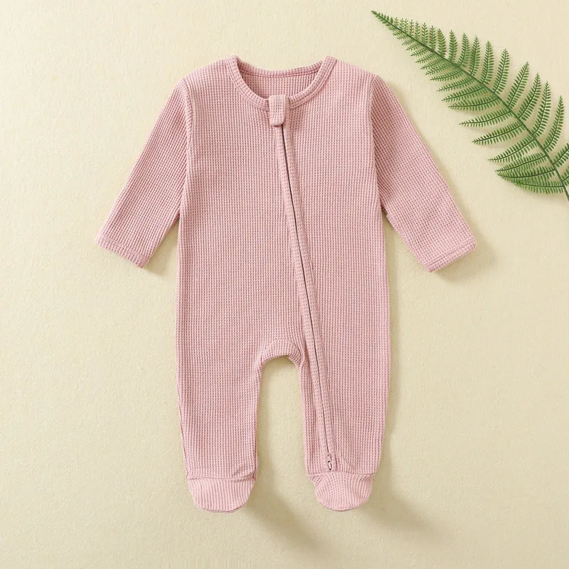 Long Sleeve Waffle Cotton Onesie