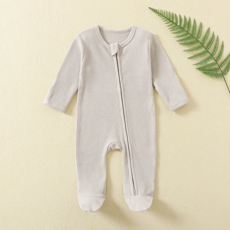 Long Sleeve Waffle Cotton Onesie