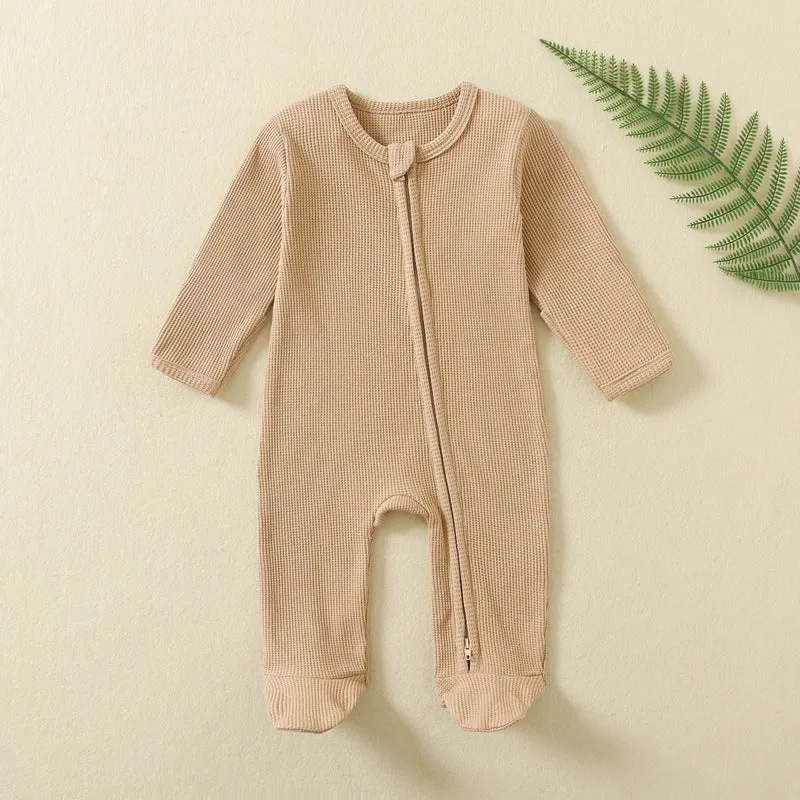 Long Sleeve Waffle Cotton Onesie