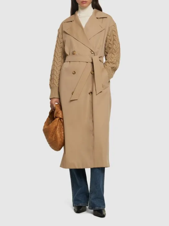 Max Mara   Cicladi wool knit &amp; cotton long coat 