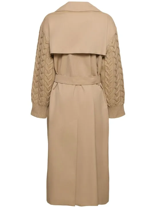 Max Mara   Cicladi wool knit &amp; cotton long coat 