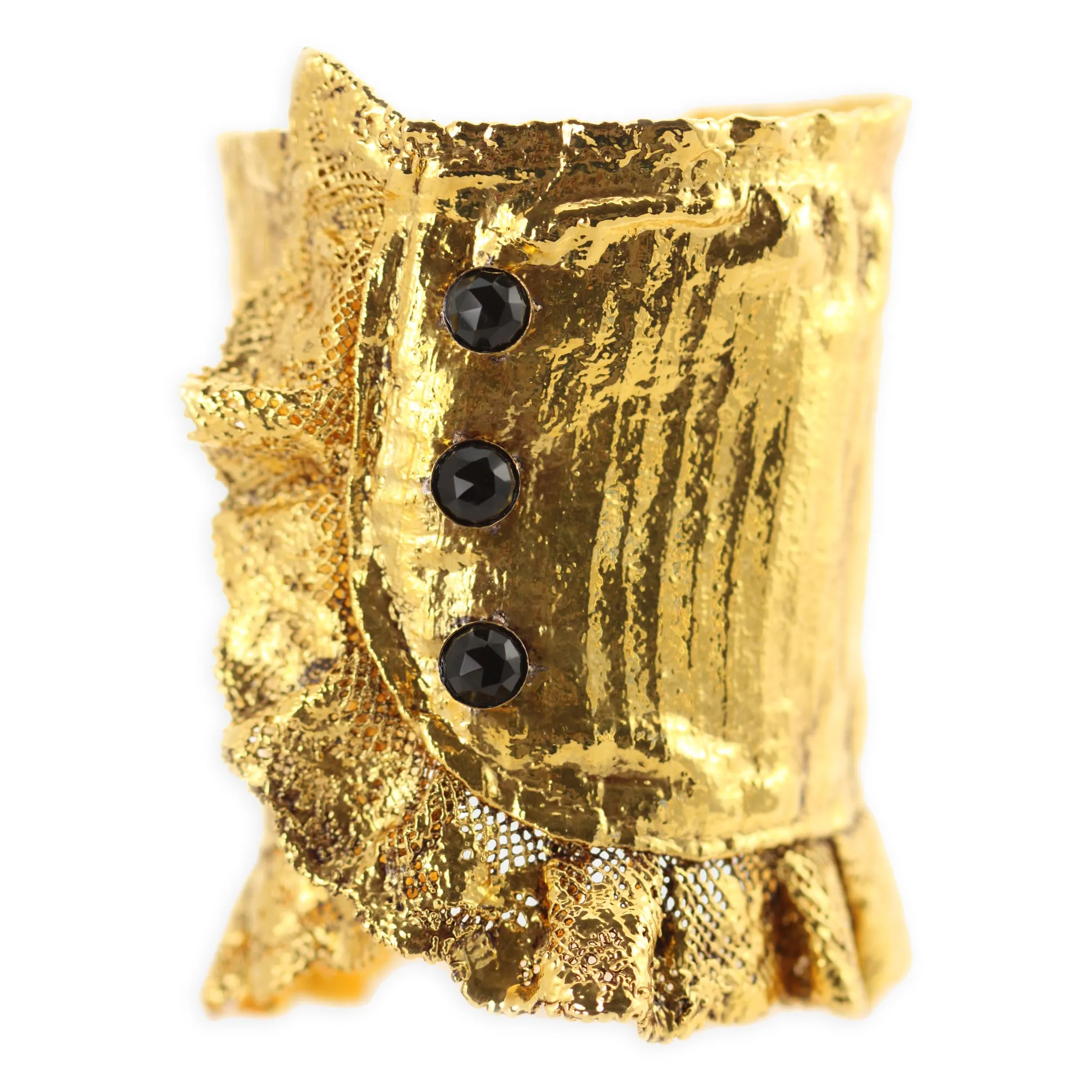 Maxine - Lace Cuff Bracelet with Rose Cut Stone Buttons