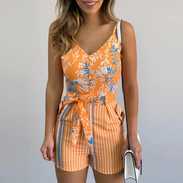 Melinda Detailed Open-Back Romper